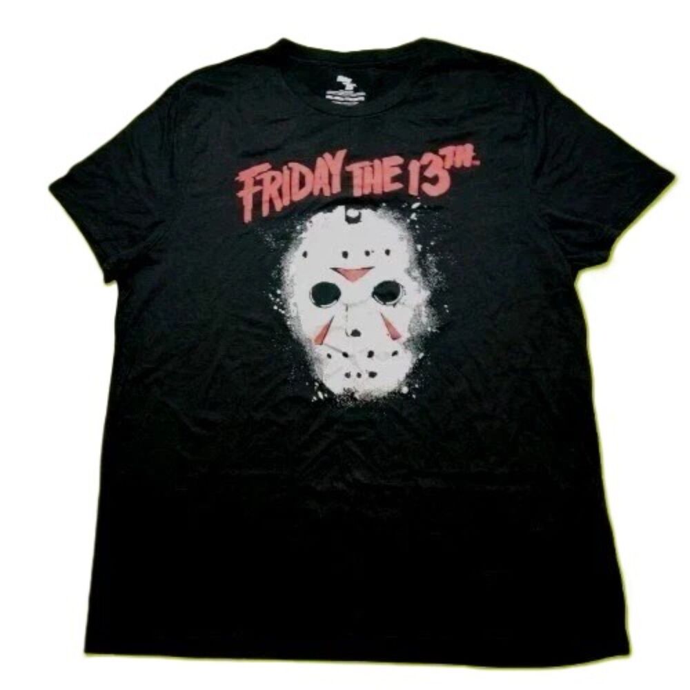 Friday the 13th Jason Mask Graphic T-Shirt Men’s Black 2XL Horror Tee